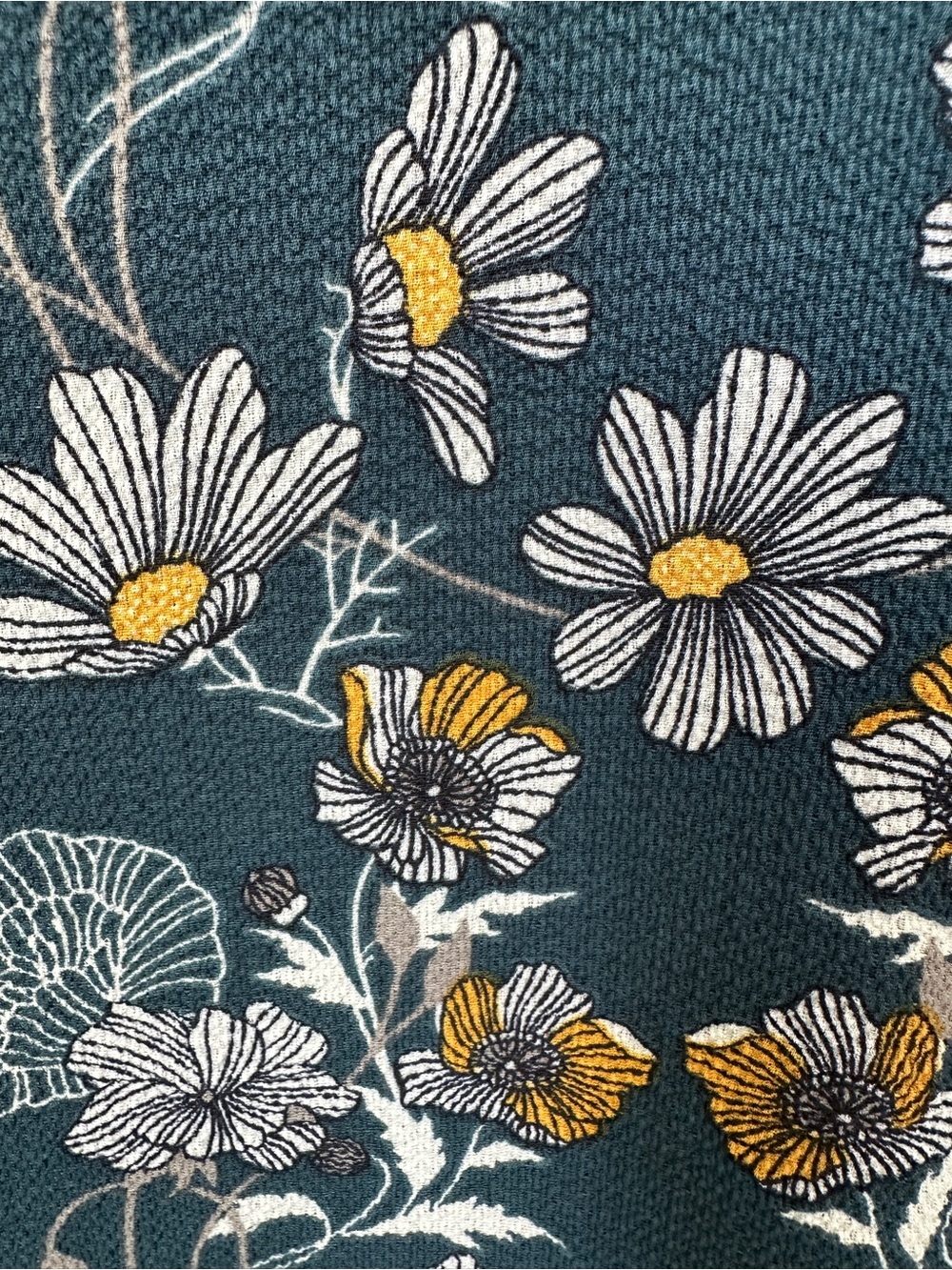 Caslon Teal Floral Print Long-Sleeve Ruffle-Hem Drop Waist Dress Size Large - Picture 12 of 13